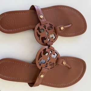 Tory Burch Tan Leather Miller Sandals